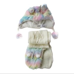 Cat & Jack  🦄 Faux Fur Earflap + Knit Scarf 🧣